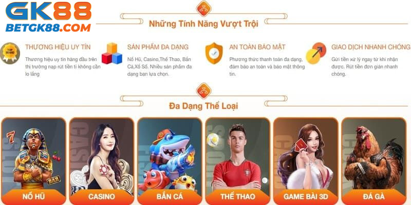 Những sảnh game hot nhất tại GK88